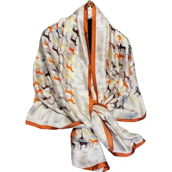 Accessories - Dress Scarves Shawl Wraps Long Silky Scarf 1022-orange Pony
